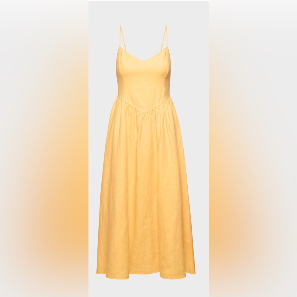 Aritzia Wilfred Sunglow yellow linen maxi dress